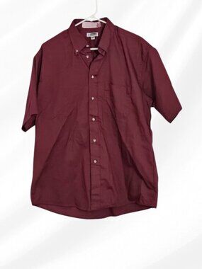 Edwards Maroon Button Front Short Sleeve Shirt Size Large Uniform Workwear